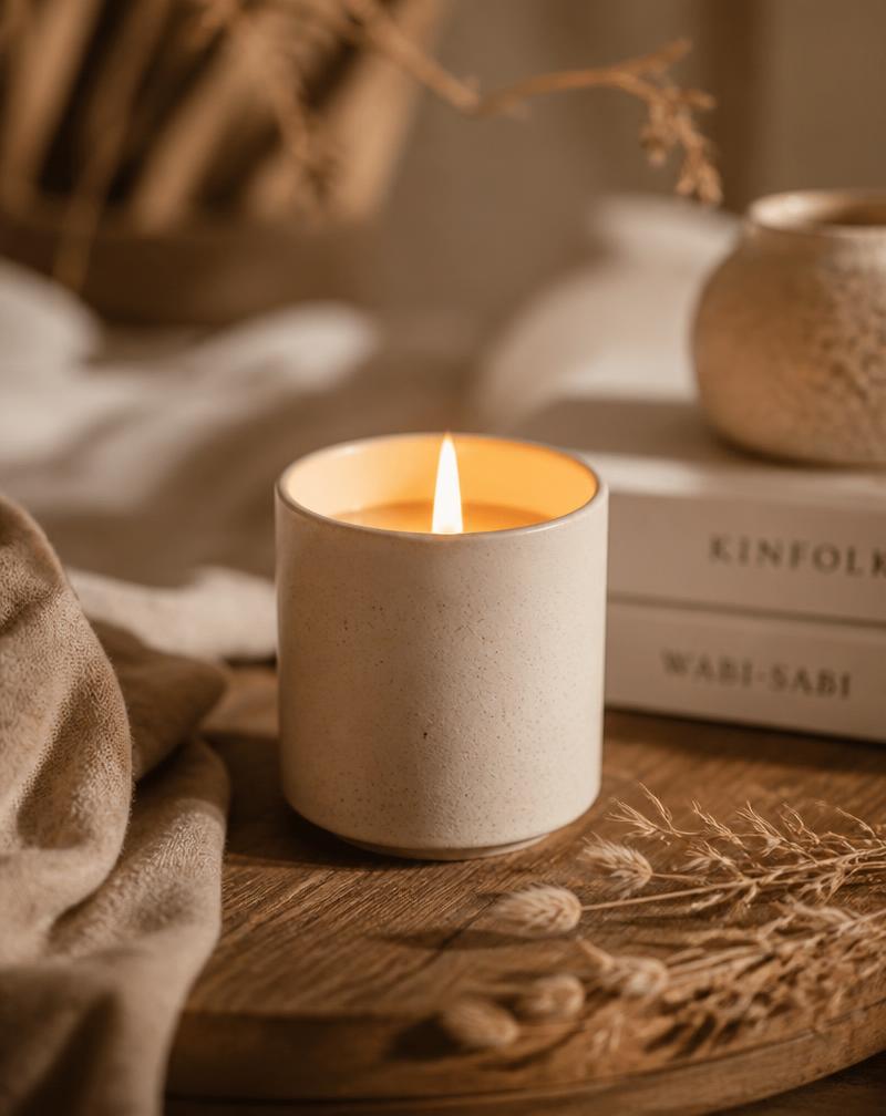 Gentle candle flame representing deep inner work